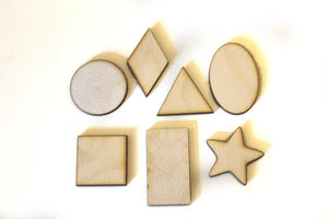 Basic Geometric Shapes, Wooden Set of 7