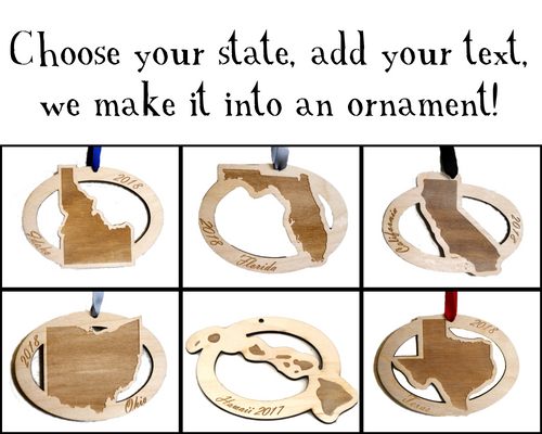 Custom State Custom Text Wooden Ornament