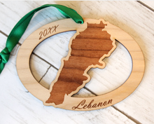 Lebanon Customized Wooden Map Ornament, Christmas, Personalized