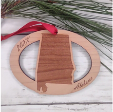 Alabama Annual Wooden Ornament, Christmas, Custom, Personalized, State Map Ornament, Huntsville, Crimson Tide, Mobile, Montgomery