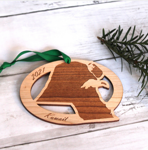 Kuwait Cherry Wood Ornament, customized, personalized Christmas, custom country ornament, Middle East, Army, Duty Station