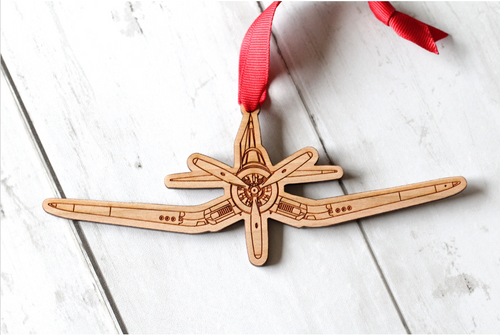 Vought F4U Corsair wooden airplane ornament, laser cut, front view, pilot gift, military plane, airplane ornament, WW2, WWII