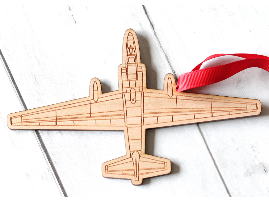 Lockheed U-2 wooden airplane ornament, laser cut, top view, pilot gift, military plane, airplane ornament, WW2, WWII