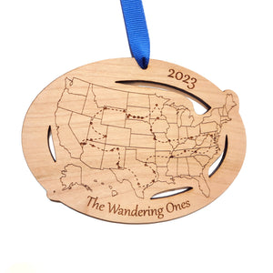 Personalized Text Custom Cities US Map Ornament