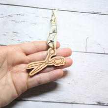 Sewing Scissors Ornament, Christmas, Solid Wood, Measuring Tape, Seamstress, Custom, Stitching, Quilting, Sewist, Tailor, Fabric, Shears