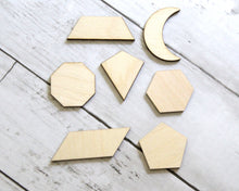 Complex Geometric Shapes, Wooden Set of 7