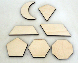 Complex Geometric Shapes, Wooden Set of 7