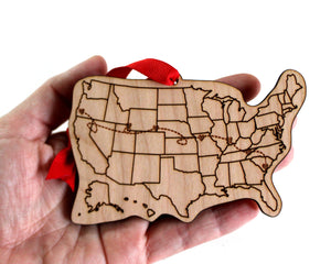Custom Road Trip Cities US Map Ornament