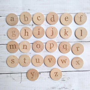 Wooden Lowercase Alphabet Discs