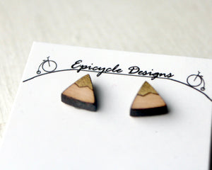 Tiny Wooden Mountain Earrings