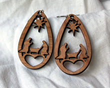 Nativity Scene Drop Earrings (Wooden)