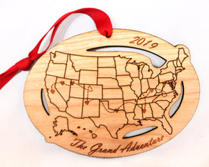 Personalized Text Custom Cities US Map Ornament