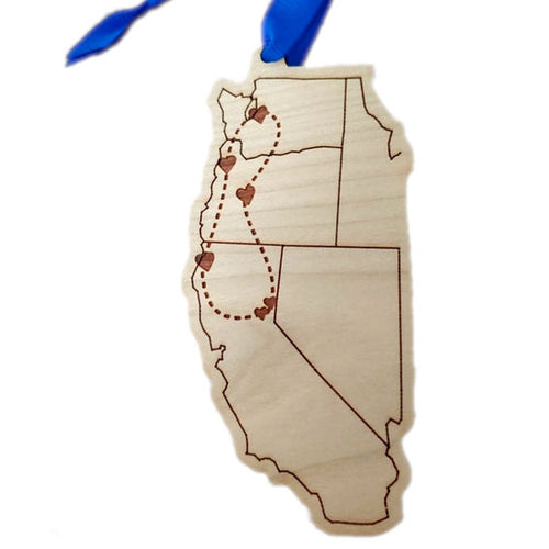 Custom Cities West Coast (Pacific) US Map Ornament
