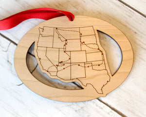 Custom Western US States Map Ornament